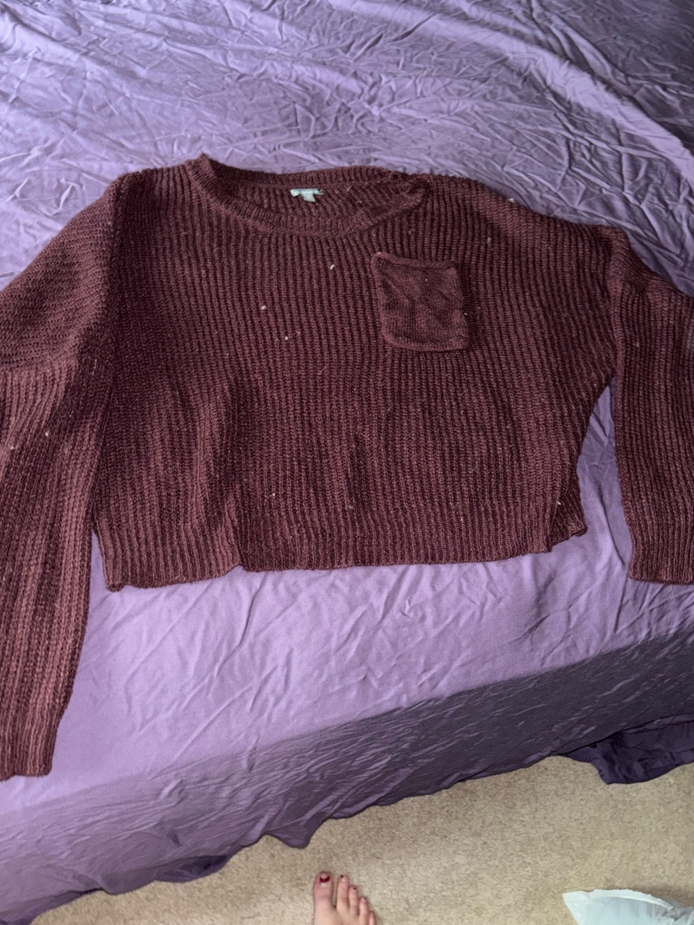 Charlotte Russe Maroon Ribbed Crewneck Sweater